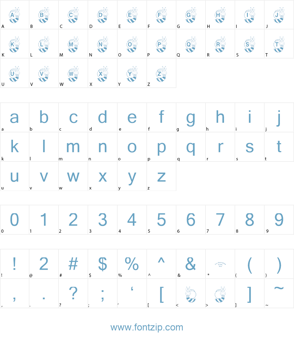 KR Hunnybee Font Character
